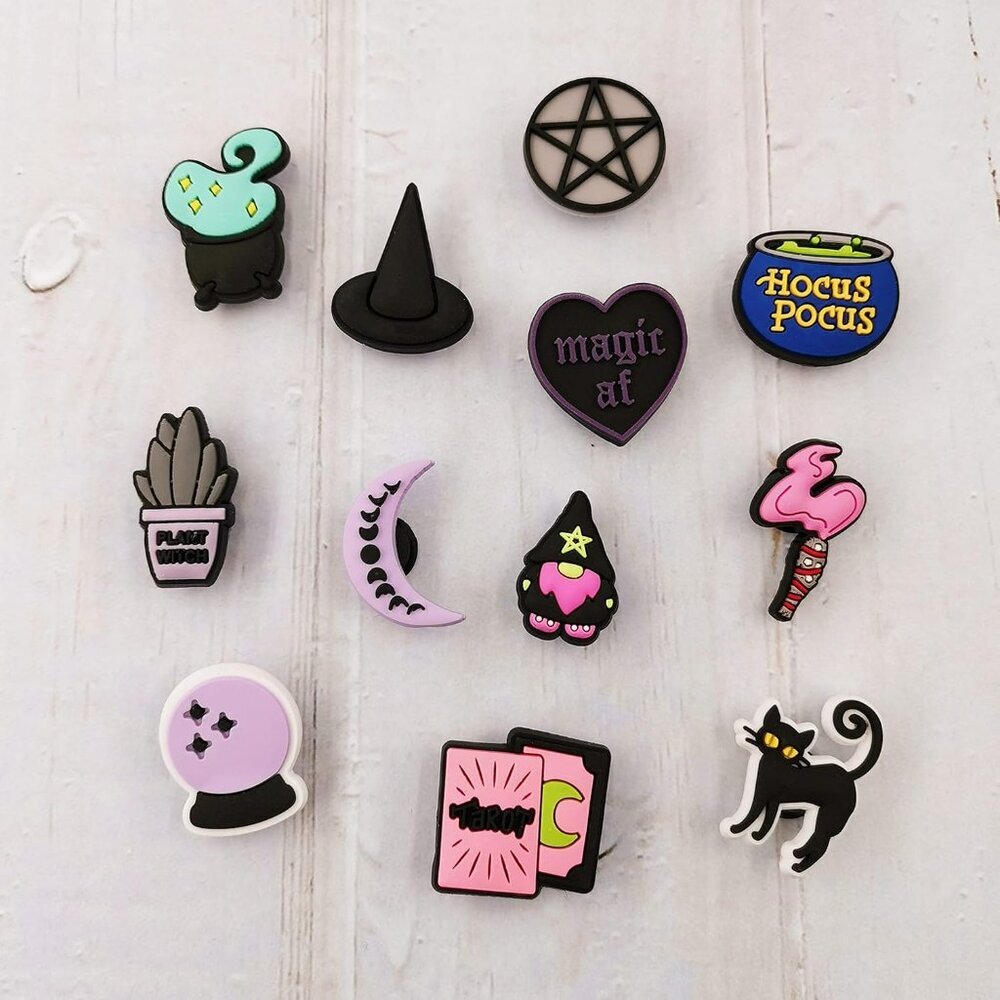 Shoe Charms Pink Witch Goth Dog Cat Cowgirl Clogs Shoe Decoration - Picture 6 of 7